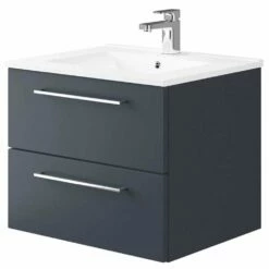 Elation Mito Matt Indigo Modern Wall Hung Vanity Unit 600mm 29514/462