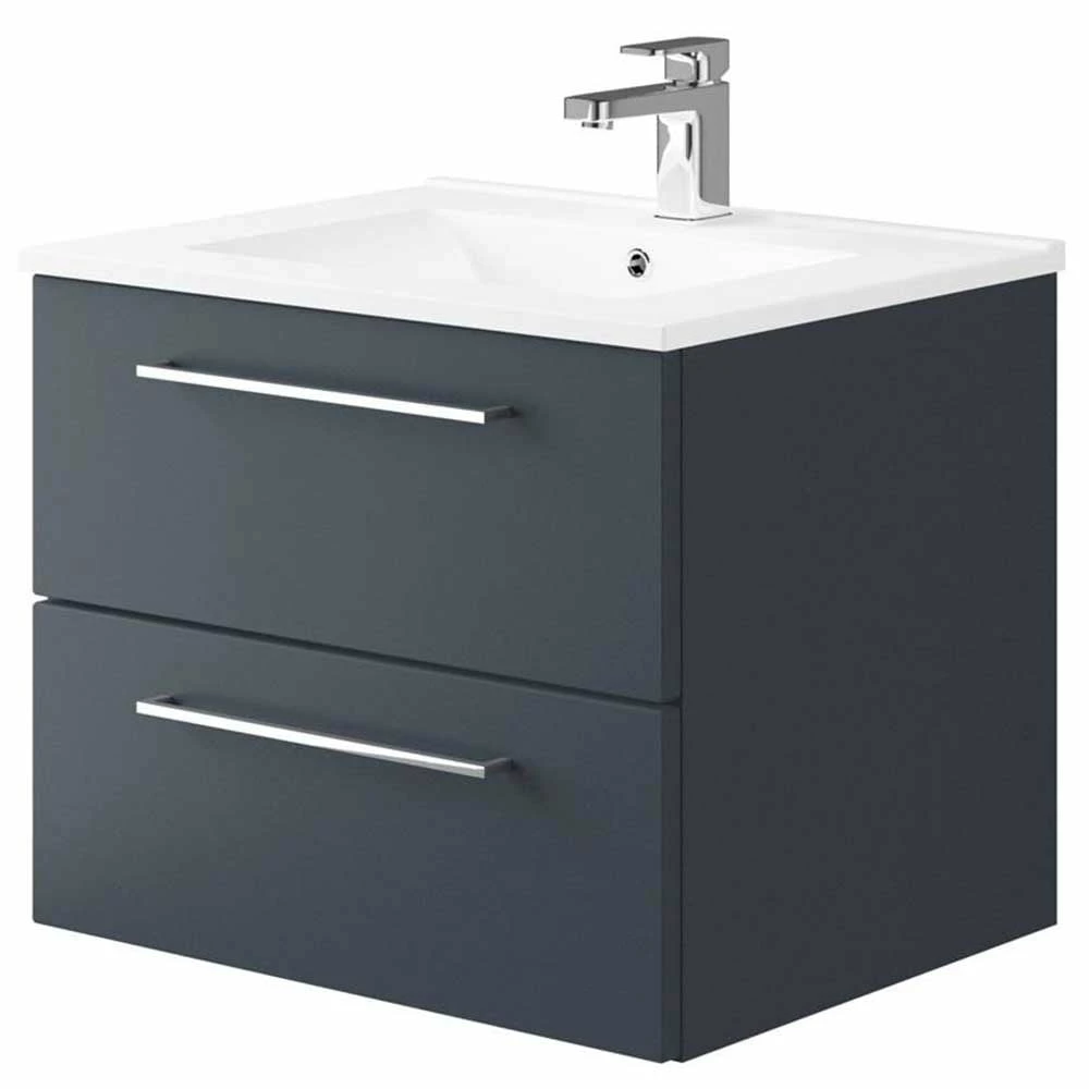 Elation Mito Matt Indigo Modern Wall Hung Vanity Unit 600mm 29514/462 3 Elation Mito Matt Indigo Modern Wall Hung Vanity Unit 600mm 29514/462