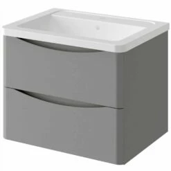 Elation Ome Matt Dove Grey Modern Wall Hung Vanity Unit 600mm 29800/421