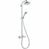 Hansgrohe Croma Chrome Showerpipe 220 1jet EcoSmart Thermostatic Shower Mixer -TAPS UK Sales hansgrohe croma chrome showerpipe 220 1jet ecosmart thermostatic shower mixer p45405 218121 image
