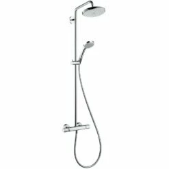 Hansgrohe Croma Chrome Showerpipe 220 1jet EcoSmart Thermostatic Shower Mixer