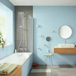 Hansgrohe Croma E Chrome 280 1Jet Showerpipe With Bath Thermostatic -TAPS UK Sales hansgrohe croma e chrome 280 1jet showerpipe with bath thermostatic p45597 218803 image