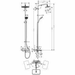 Hansgrohe Croma E Chrome 280 1Jet Showerpipe With Bath Thermostatic -TAPS UK Sales hansgrohe croma e chrome 280 1jet showerpipe with bath thermostatic p45597 218804 image