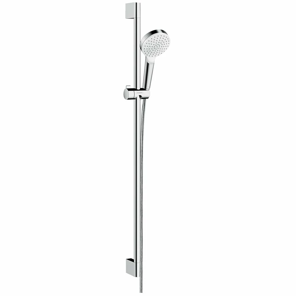 Hansgrohe Crometta 100 White/Chrome Shower Set 1Jet EcoSmart 9 L/min & Rail 90cm 3 Hansgrohe Crometta 100 White/Chrome Shower Set 1Jet EcoSmart 9 L/min & Rail 90cm