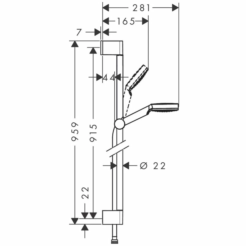 Hansgrohe Crometta 100 White/Chrome Shower Set 1Jet EcoSmart 9 L/min & Rail 90cm 4 Hansgrohe Crometta 100 White/Chrome Shower Set 1Jet EcoSmart 9 L/min & Rail 90cm - Image 2