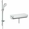 Hansgrohe Ecostat Select 900m Chrome-White Thermostatic Combi Set & Hand Shower -TAPS UK Sales hansgrohe ecostat select 900m chrome white thermostatic combi set hand shower p28153 164071 image