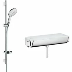 Hansgrohe Ecostat Select 900m Chrome-White Thermostatic Combi Set & Hand Shower