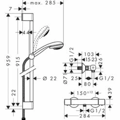 Hansgrohe Ecostat Universal 900mm Chrome Combi Set With Hand Shower 11 Hansgrohe Ecostat Universal 900mm Chrome Combi Set With Hand Shower -TAPS UK Sales hansgrohe ecostat universal 900mm chrome combi set with hand shower p28159 139660 image