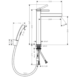 Hansgrohe Finoris 260 Eco Matt Black Single Lever Basin Mixer Tap, Bidette Hand Shower & 1600 Hose -TAPS UK Sales hansgrohe finoris 260 eco matt black single lever basin mixer tap bidette hand shower 1600 hose p69118 292256 image