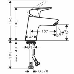 Hansgrohe Logis Chrome Single Lever CoolStart Basin Mixer Tap 70 Without Waste -TAPS UK Sales hansgrohe logis chrome single lever coolstart basin mixer tap 70 without waste p42952 210468 image