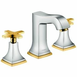 Hansgrohe Metropol Classic Chrome/Gold-Optic Basin Mixer Tap 110 W/ Pop-Up Waste