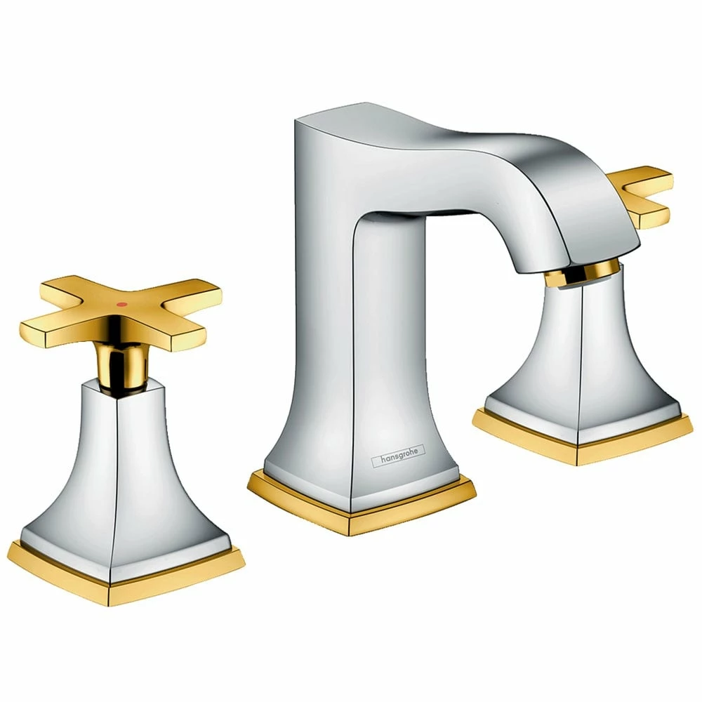 Hansgrohe Metropol Classic Chrome/Gold-Optic Basin Mixer Tap 110 W/ Pop-Up Waste 3 Hansgrohe Metropol Classic Chrome/Gold-Optic Basin Mixer Tap 110 W/ Pop-Up Waste