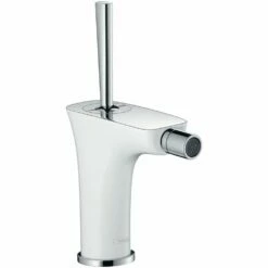 Hansgrohe Puravida White & Chrome Single Lever Bidet MixerTap With Pop-Up Waste