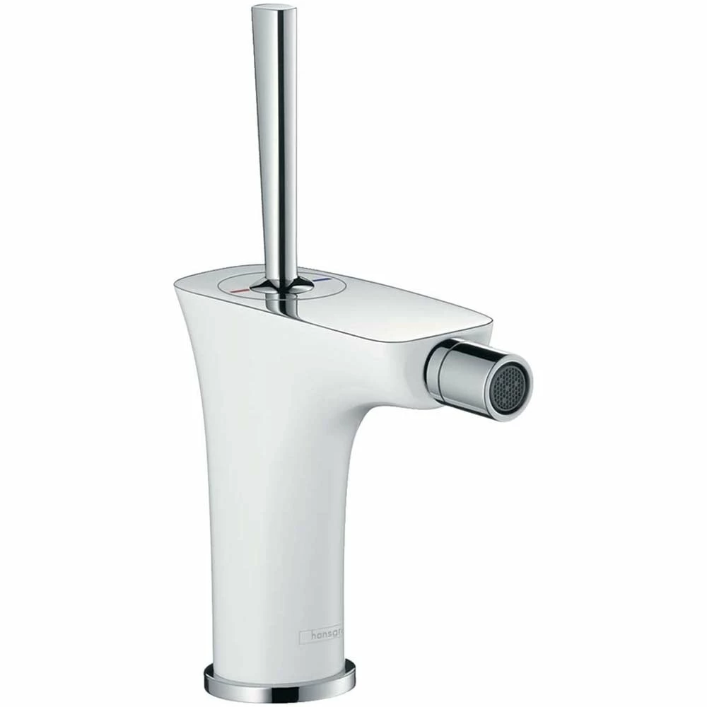 Hansgrohe Puravida White & Chrome Single Lever Bidet MixerTap With Pop-Up Waste 3 Hansgrohe Puravida White & Chrome Single Lever Bidet MixerTap With Pop-Up Waste
