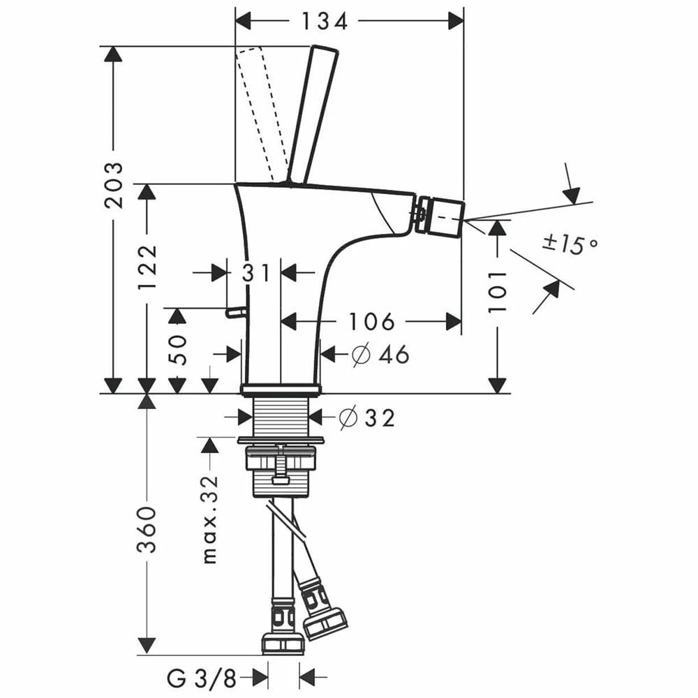 Hansgrohe Puravida White & Chrome Single Lever Bidet MixerTap With Pop-Up Waste 4 Hansgrohe Puravida White & Chrome Single Lever Bidet MixerTap With Pop-Up Waste - Image 2