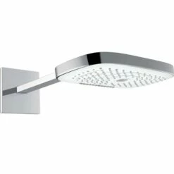 Hansgrohe Raindance Select E 300 Chrome-White Shower Head & 90° Shower Arm