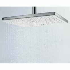 Hansgrohe Rainmaker Select 460 1 Jet White/Chrome Shower Head & Ceiling Connector -TAPS UK Sales hansgrohe rainmaker select 460 1 jet white chrome shower head ceiling connector p28054 179375 image