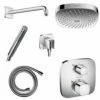 Hansgrohe Soft Cube Thermostatic Valve With Croma Select (180) Overhead And Baton Hand Shower -TAPS UK Sales hansgrohe soft cube thermostatic valve with croma select 180 overhead and baton hand shower p32415 164448 image