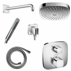 Hansgrohe Soft Cube Thermostatic Valve With Croma Select (180) Overhead And Baton Hand Shower