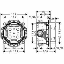 Hansgrohe Soft Cube Valve With Croma Select Rail Kit Thermostatic -TAPS UK Sales hansgrohe soft cube valve with croma select rail kit thermostatic p32422 158756 image