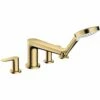 Hansgrohe Talis E Polished Gold-Optic 4-Hole Rim-Mounted Bath Mixer Tap -TAPS UK Sales hansgrohe talis e polished gold optic 4 hole rim mounted bath mixer tap p43392 212632 image
