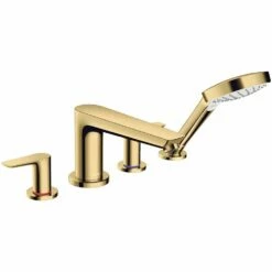 Hansgrohe Talis E Polished Gold-Optic 4-Hole Rim-Mounted Bath Mixer Tap