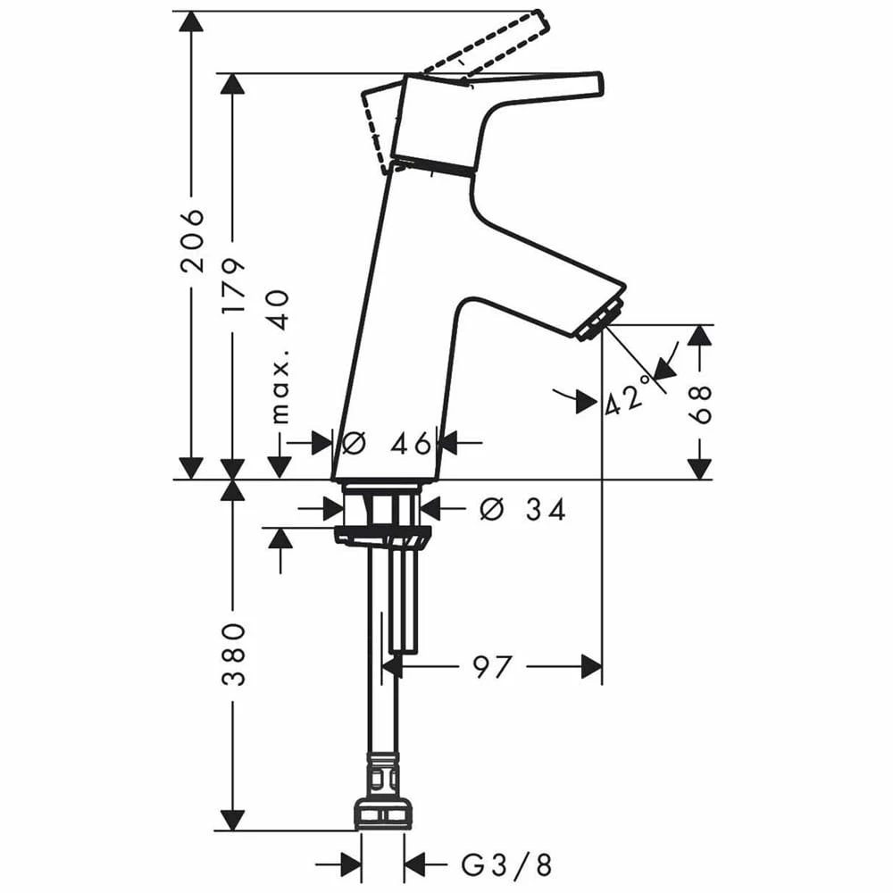 Hansgrohe Talis S Chrome Single Lever Cold Water Pillar Tap 80 4 Hansgrohe Talis S Chrome Single Lever Cold Water Pillar Tap 80 - Image 2