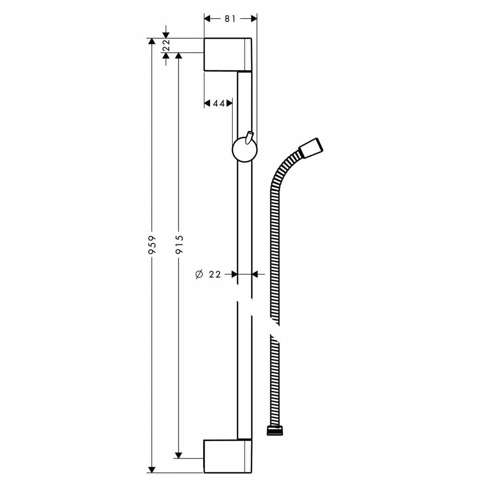 Hansgrohe Unica Chrome Shower Rail Crometta 90cm With Shower Hose 4 Hansgrohe Unica Chrome Shower Rail Crometta 90cm With Shower Hose - Image 2