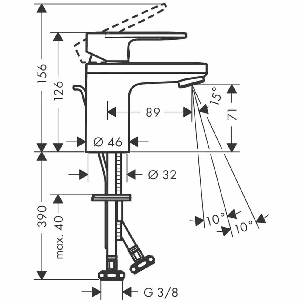 Hansgrohe Vernis Blend Chrome Single Lever Basin Mixer Tap 70 With Pop-Up Waste 4 Hansgrohe Vernis Blend Chrome Single Lever Basin Mixer Tap 70 With Pop-Up Waste - Image 2