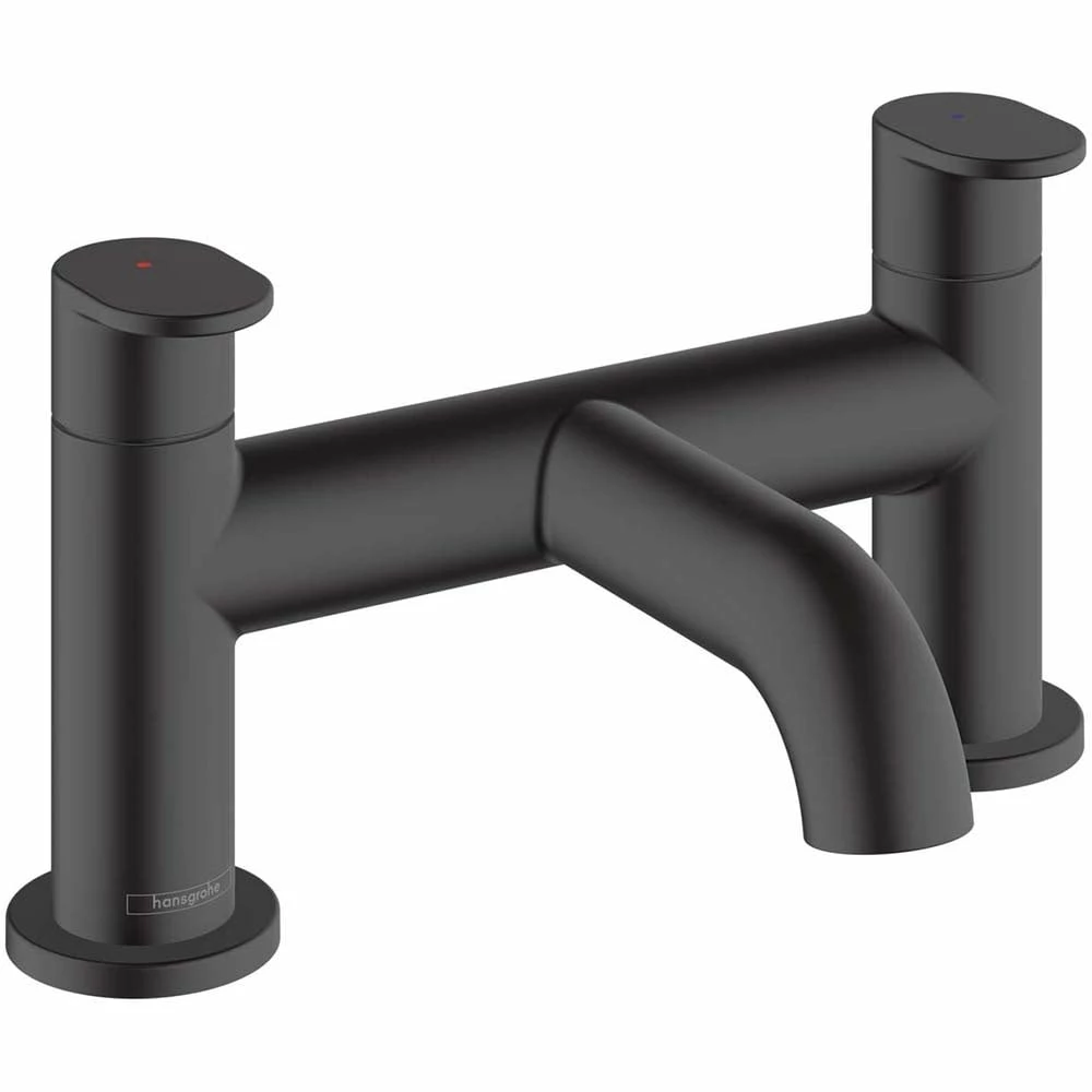 Hansgrohe Vernis Blend Matt Black Twin Lever 2-Hole Rim Mounted Bath Mixer Tap 3 Hansgrohe Vernis Blend Matt Black Twin Lever 2-Hole Rim Mounted Bath Mixer Tap