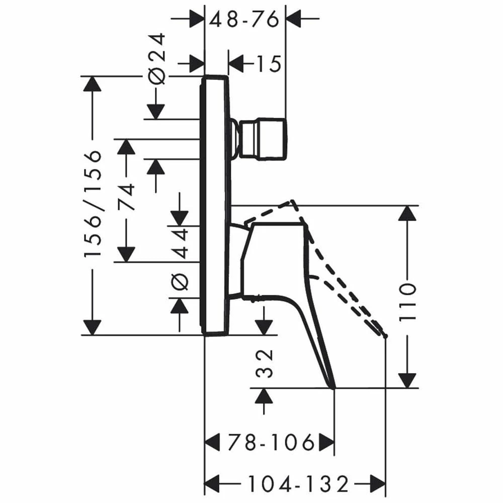 Hansgrohe Vivenis Chrome Concealed Single Lever Bath Mixer Valve With Integrated 5 Hansgrohe Vivenis Chrome Concealed Single Lever Bath Mixer Valve With Integrated - Image 3