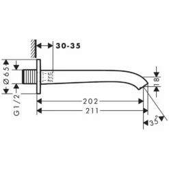 Hansgrohe Vivenis Matt Black Wall Mounted Bath Spout -TAPS UK Sales hansgrohe vivenis matt black wall mounted bath spout p44002 215070 image