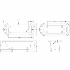 Hudson Reed Barnsbury 1700mm Single Ended Freestanding Bath & Deacon Leg Set -TAPS UK Sales hudson reed barnsbury 1700mm single ended freestanding bath deacon leg set p30192 198391 image