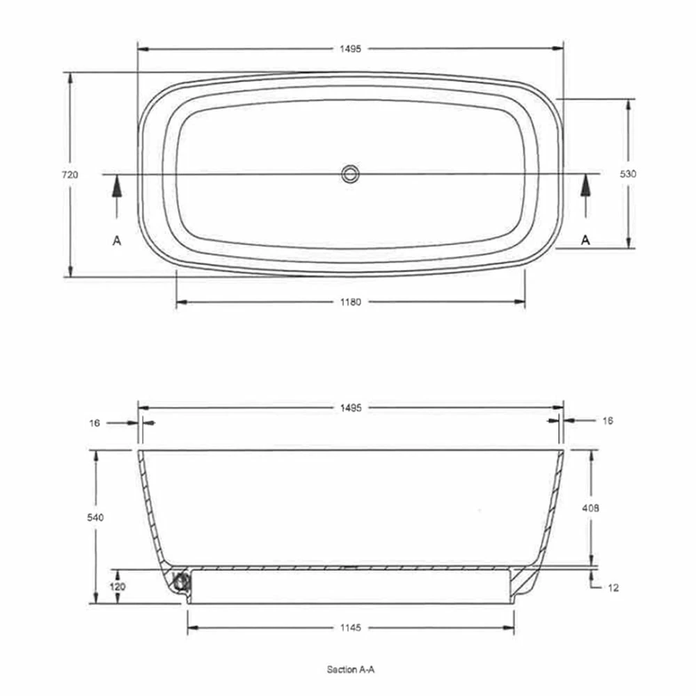 Hudson Reed Bella 1495mm Double Ended Oval Freestanding Bath NBB003 7 Hudson Reed Bella 1495mm Double Ended Oval Freestanding Bath NBB003 - Image 5