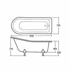 Hudson Reed Brockley 1500mm Single Ended Freestanding Bath & Pride Leg Set -TAPS UK Sales hudson reed brockley 1500mm single ended freestanding bath pride leg set p30181 146837 image