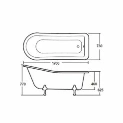 Hudson Reed Brockley 1700mm Single Ended Freestanding Bath & Deacon Leg Set -TAPS UK Sales hudson reed brockley 1700mm single ended freestanding bath deacon leg set p30187 146873 image