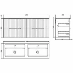 Hudson Reed Fluted Satin Anthracite 1200mm Wall Hung 4-Drawer Vanity & Double Basin -TAPS UK Sales hudson reed fluted satin anthracite 1200mm wall hung 4 drawer vanity double basin p60941 264768 image