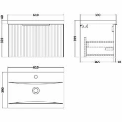 Hudson Reed Fluted Satin Blue 600mm Wall Hung Single Drawer Vanity Unit & Basin 1 -TAPS UK Sales hudson reed fluted satin blue 600mm wall hung single drawer vanity unit basin 1 p60797 264355 image