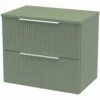 Hudson Reed Fluted Satin Green 600mm Wall Hung 2-Drawer Vanity Unit & Worktop -TAPS UK Sales hudson reed fluted satin green 600mm wall hung 2 drawer vanity unit worktop p60860 264571 image