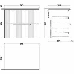 Hudson Reed Fluted Satin Green 600mm Wall Hung 2-Drawer Vanity Unit & Worktop -TAPS UK Sales hudson reed fluted satin green 600mm wall hung 2 drawer vanity unit worktop p60860 264572 image