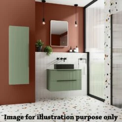 Hudson Reed Fluted Satin Green 600mm Wall Hung 2-Drawer Vanity Unit & Worktop -TAPS UK Sales hudson reed fluted satin green 600mm wall hung 2 drawer vanity unit worktop p60860 275701 image