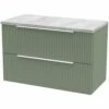Hudson Reed Fluted Satin Green 800mm Wall Hung 2-Drawer Vanity & Laminate Top 2 Hudson Reed Fluted Satin Green 800mm Wall Hung 2-Drawer Vanity & Laminate Top -TAPS UK Sales hudson reed fluted satin green 800mm wall hung 2 drawer vanity laminate top p60937 264741 image