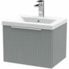 Hudson Reed Fluted Satin Grey 500mm Wall Hung Single Drawer Vanity Unit & Basin 1 2 Hudson Reed Fluted Satin Grey 500mm Wall Hung Single Drawer Vanity Unit & Basin 1 -TAPS UK Sales hudson reed fluted satin grey 500mm wall hung single drawer vanity unit basin 1 p60750 264216 image