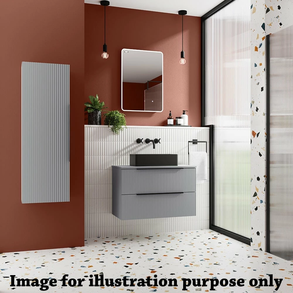 Hudson Reed Fluted Satin Grey 500mm Wall Hung Single Drawer Vanity Unit & Basin 1 4 Hudson Reed Fluted Satin Grey 500mm Wall Hung Single Drawer Vanity Unit & Basin 1 - Image 2