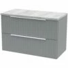 Hudson Reed Fluted Satin Grey 800mm Wall Hung 2-Drawer Vanity Unit & Laminate Top -TAPS UK Sales hudson reed fluted satin grey 800mm wall hung 2 drawer vanity unit laminate top p60908 264681 image
