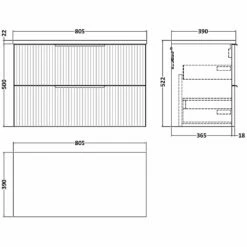 Hudson Reed Fluted Satin Grey 800mm Wall Hung 2-Drawer Vanity Unit & Laminate Top 7 Hudson Reed Fluted Satin Grey 800mm Wall Hung 2-Drawer Vanity Unit & Laminate Top -TAPS UK Sales hudson reed fluted satin grey 800mm wall hung 2 drawer vanity unit laminate top p60908 264682 image
