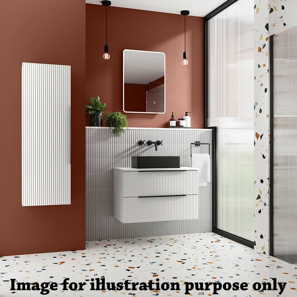 Hudson Reed Fluted Satin White 800mm Wall Hung Single Drawer Vanity & Laminate Top 4 Hudson Reed Fluted Satin White 800mm Wall Hung Single Drawer Vanity & Laminate Top - Image 2