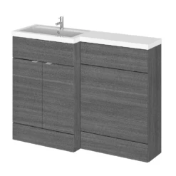 Hudson Reed Fusion Anthracite Woodgrain 1200mm LH Cabinet & Basin Unit CBI509