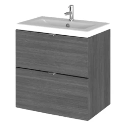 Hudson Reed Fusion Anthracite Woodgrain 500mm Vanity Unit & Ceramic Basin CBI541A
