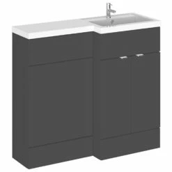 Hudson Reed Fusion Gloss Grey 1000mm RH Basin & WC Combination Unit CBI927